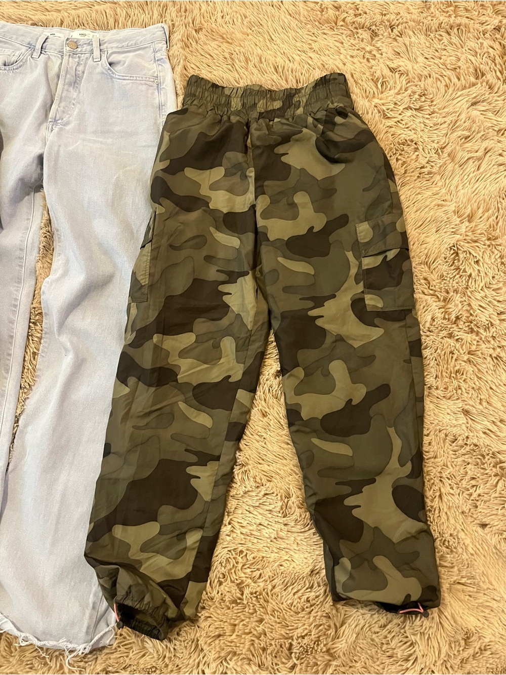 3 Pair Pants Lot - Black Cargo, Light Wash Jeans, Olive Camo Joggers - Picture 3 of 8